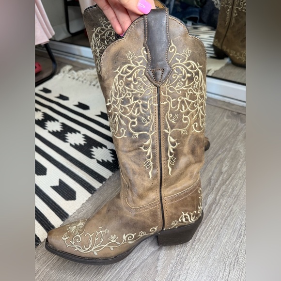 Laredo Women’s Jasmine Cowboy Boots Leather Taupe Size 6 - Picture 11 of 11